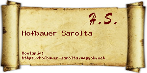 Hofbauer Sarolta névjegykártya